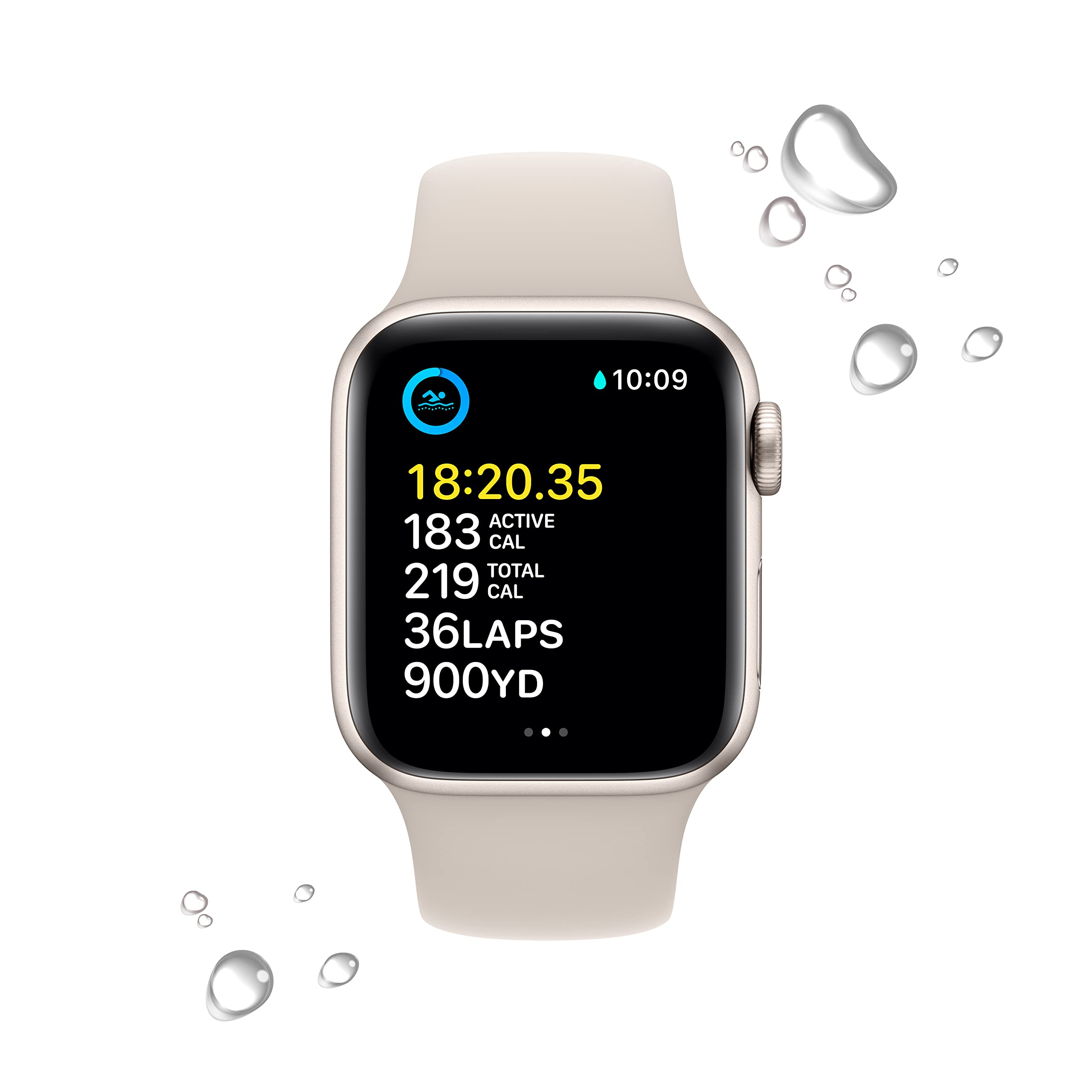 Apple Watch SE 2nd Generation (GPS) 40mm Aluminum Case with Starlight Sport Band - M/L - Starlight -