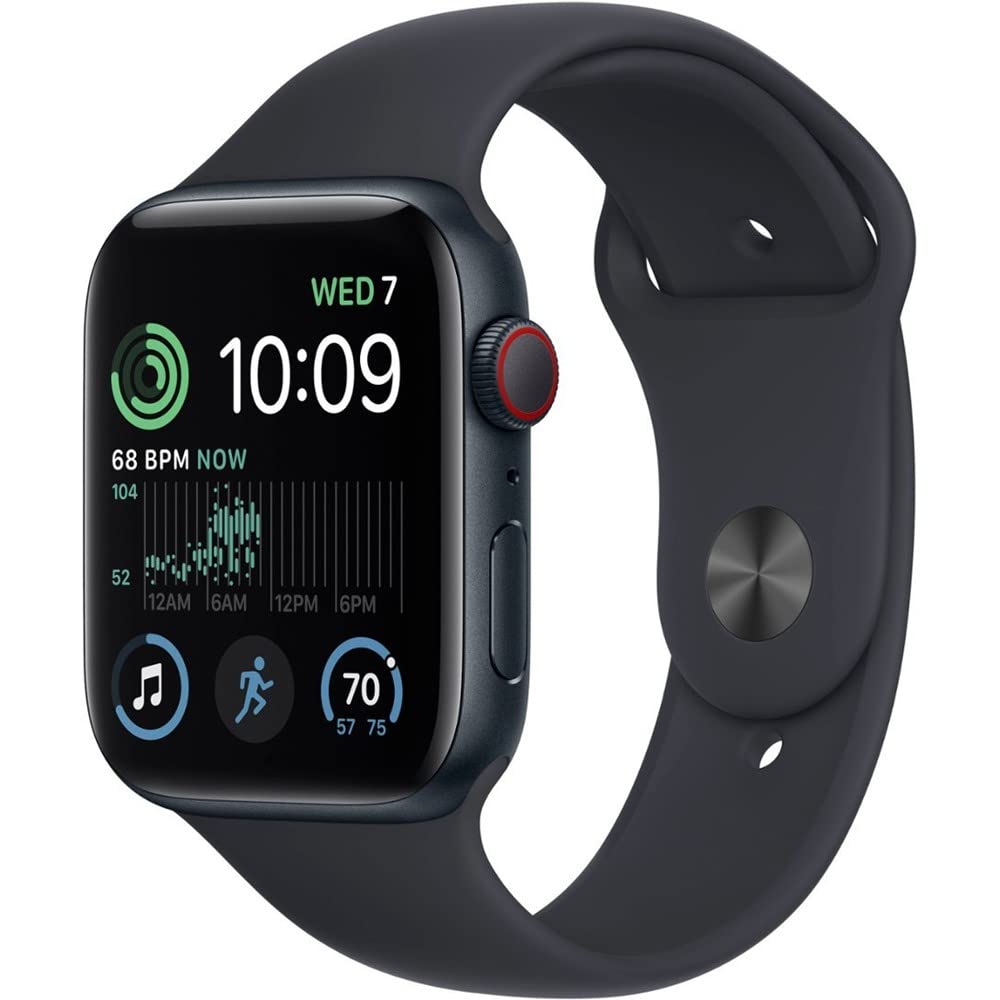 Apple Watch SE 2nd Generation (GPS+Cellular) 44mm Aluminum Case with Midnight Sport Band - M/L