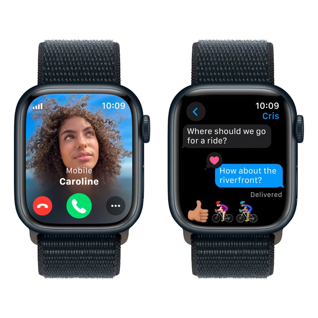 Apple Watch Series 9 (GPS + Cellular) 41mm Aluminum Case with Midnight Sport Loop - Adj - Midnight - MRHU3LL/A